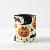 Halloween-Schwarze Katze und Kürbismuster Tasse (Zentrum)