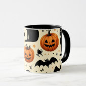 Halloween-Schwarze Katze und Kürbismuster Tasse (VorderseiteRechts)