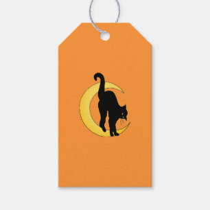 Halloween-Schwarze-Katze-und-Mondsichel-Geschenkan Geschenkanhänger