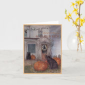 HALLOWEEN SCHWARZE KATZE UND Spuk Haus Karte (Gelbe Blume)