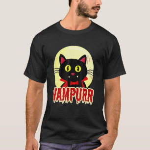 Halloween schwarze Katze Vampurr Vampir Design T-Shirt