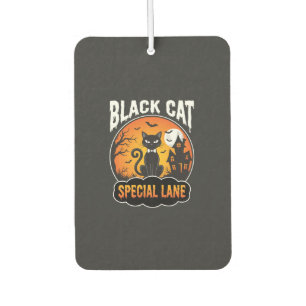 Halloween-Schwarze-Katze-Verlassenes-Haus-Mond-Des Autolufterfrischer