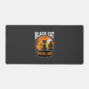 Halloween-Schwarze-Katze-Verlassenes-Haus-Mond-Des Schreibtischunterlage