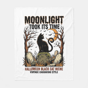 Halloween-Schwarze-Katze-Vintage-Friedhof-Shirt_1 Fleecedecke