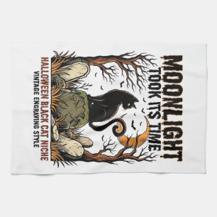 Halloween-Schwarze-Katze-Vintage-Friedhof-Shirt_1 Geschirrtuch