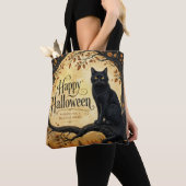 Halloween schwarze Katze Vollmond Baum Tasche (Von Nahem)