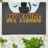 Halloween-Schwarze-Katze-Wachsender-Fang-Design Geschirrtuch (Gefaltet)