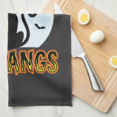 Halloween-Schwarze-Katze-Wachsender-Fang-Design Geschirrtuch (Viertel Falte)