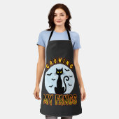 Halloween-Schwarze-Katze-Wachsender-Fang-Design Schürze (Getragen)