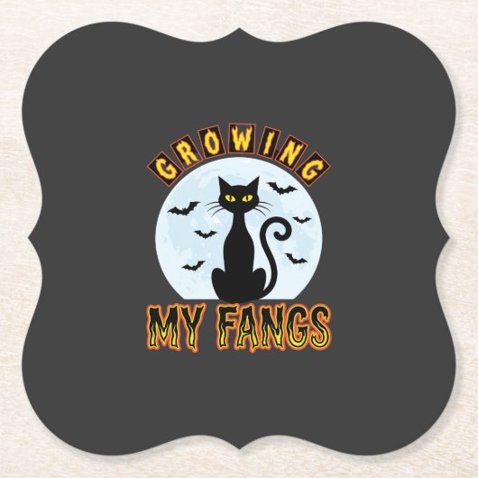 Halloween-Schwarze-Katze-Wachsender-Fang-Design Untersetzer (Vorderseite)