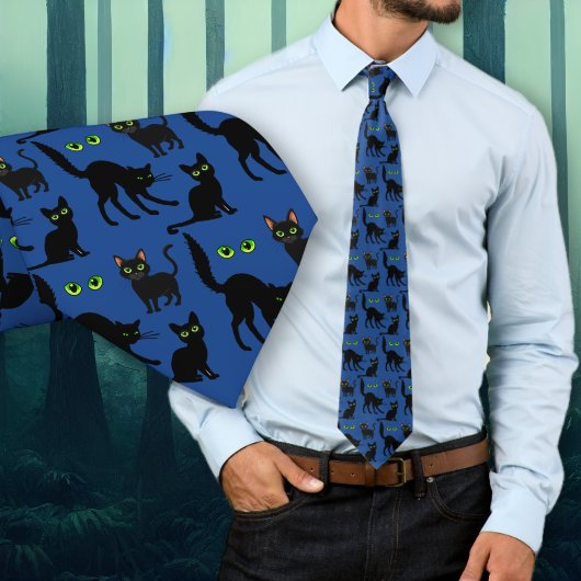 Halloween schwarze Katzen Augen Muster Krawatte