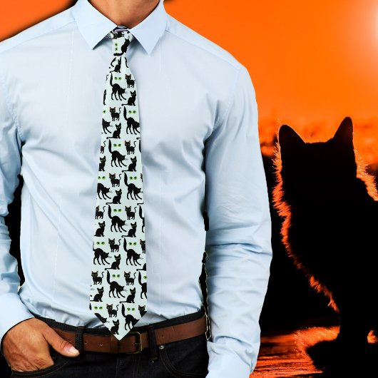 Halloween-Schwarze Katzen Augen Muster Krawatte