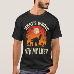 Halloween-Schwarze-Katzen-Friedhof-Horror-Grafik T-Shirt