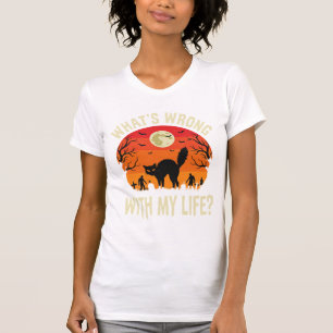 Halloween-Schwarze-Katzen-Friedhof-Horror-Grafik T-Shirt