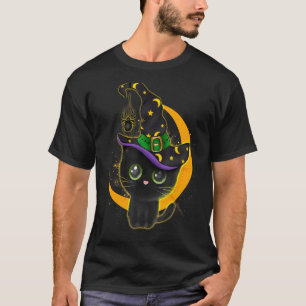 Halloween-Schwarze-Katzen-Kostüm Hexe Mond Jungen T-Shirt