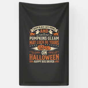 Halloween schwarze Katzen Kürbis glücklicher Busfa Banner