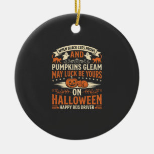 Halloween Schwarze Katzen Kürbis Glücklicher Busfa Keramik Ornament