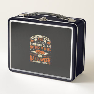 Halloween Schwarze Katzen Kürbis Glücklicher Busfa Metall Brotdose