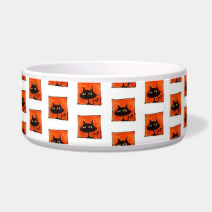 Halloween-Schwarze Katzen Orange Quadrate Cartoon- Napf