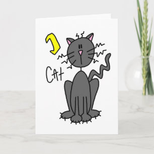 Halloween-Schwarze-Katzen-Strichmännchen-Karte Karte