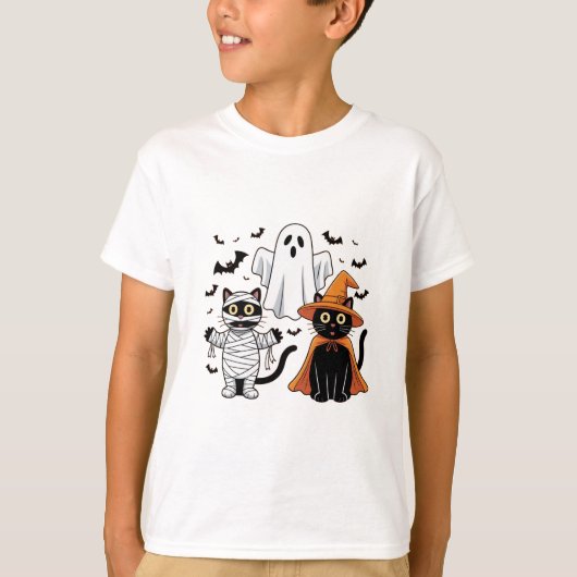 Halloween-Schwarze Katzen – Süßes und Gruseliges D T-Shirt (Vorderseite)