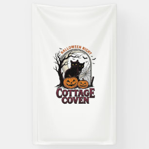 Halloween-Schwarze Katzen Vintage-Coven-Kürbis-Kun Banner