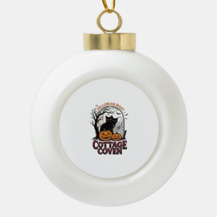 Halloween-Schwarze Katzen Vintage-Coven-Kürbis-Kun Keramik Kugel-Ornament