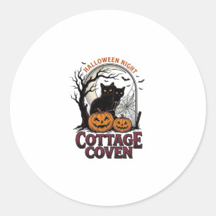 Halloween-Schwarze Katzen Vintage Coven Kürbis Kun Runder Aufkleber