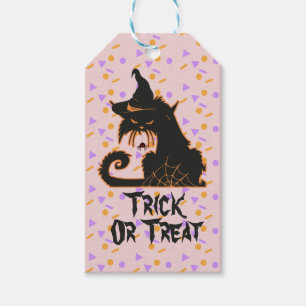Halloween schwarze Katzenparty Konfetti Rosa   Geschenkanhänger