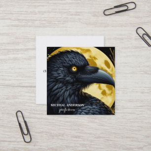 Halloween schwarze Krähe  Quadratische Visitenkarte