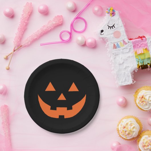 Halloween Schwarze Kürbislaterne beängstigend lust Pappteller (Party)