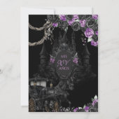 Halloween Schwarze Rose Lila Prinzessin Quinceañer Einladung (Rückseite)