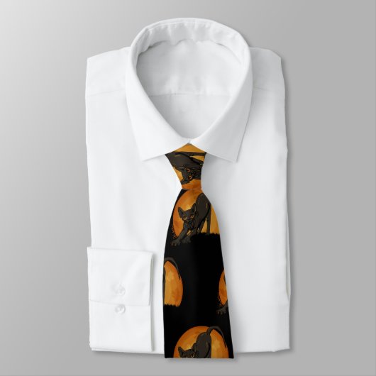 Halloween schwarze sphynx Katzen-Krawatte Krawatte (Gebunden)