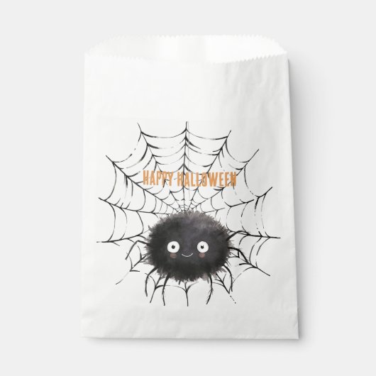 Halloween schwarze Spinne im Netz Geschenktütchen (Vorderseite)