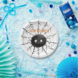 Halloween schwarze Spinne im Netz Pappteller