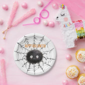 Halloween schwarze Spinne im Netz Pappteller (Party)