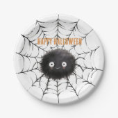 Halloween schwarze Spinne im Netz Pappteller (Vorderseite)