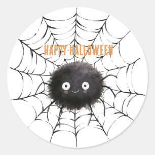 Halloween schwarze Spinne im Netz Runder Aufkleber