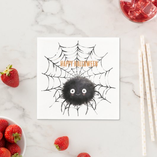 Halloween schwarze Spinne im Netz Serviette (Beispiel)