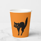 Halloween schwarze und orangefarbene Katze Pappbecher (Rückseite)