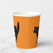 Halloween schwarze und orangefarbene Katze Pappbecher (Rechts)