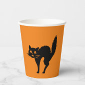 Halloween schwarze und orangefarbene Katze Pappbecher (Vorderseite)
