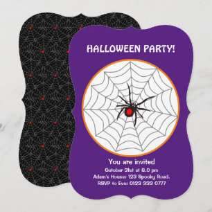 Halloween Schwarze Witwe Spinne Einladung auf Lila