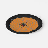 Halloween-Schwarze Witwe Spinne Pappteller (Schrägansicht)