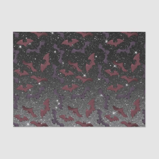 Halloween Schwarzer Glitzer Fledermäuse Seidenpapier (Vorderseite)