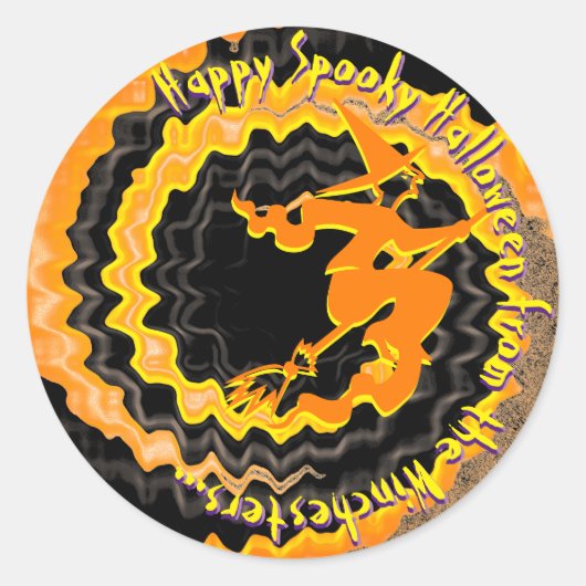 Halloween schwarzer Hexenzaubertext Runder Aufkleber (Vorderseite)