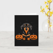 Halloween schwarzer und brauner Dachshund mit Karte (Gelbe Blume)