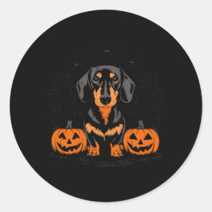 Halloween schwarzer und brauner Dachshund mit Runder Aufkleber