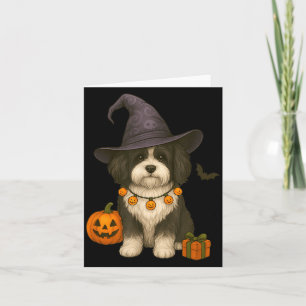 Halloween schwarzer und weißer Havanese Hund Karte