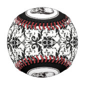 HALLOWEEN Schwarzes gotisches Damastmuster Totenko Baseball (Vorderseite)